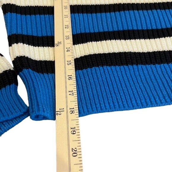 A.L.C. Matthews Pullover Sweater Cropped Crewneck Blue White Black Oversized XS - Picture 9 of 10